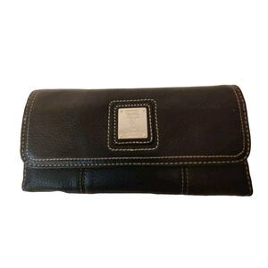 Tignanello Leather Pebbled Black Bifold Wallet Organizer
